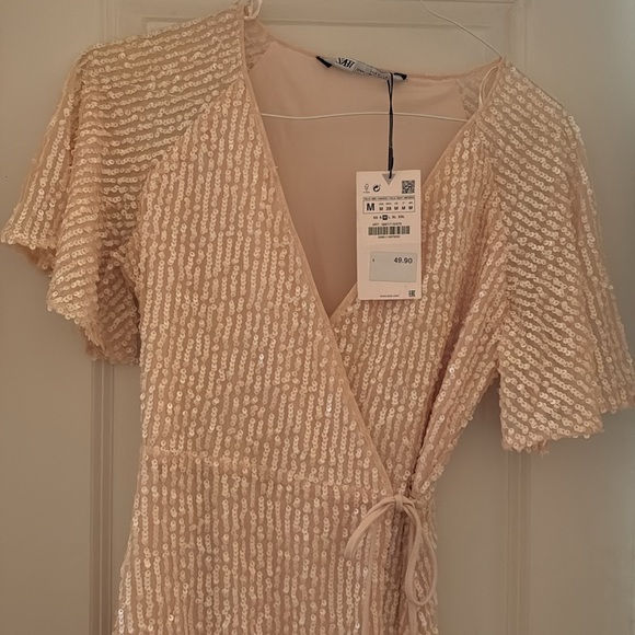 Zara Chic sparkling off white wrap dress - Picture 2 of 3